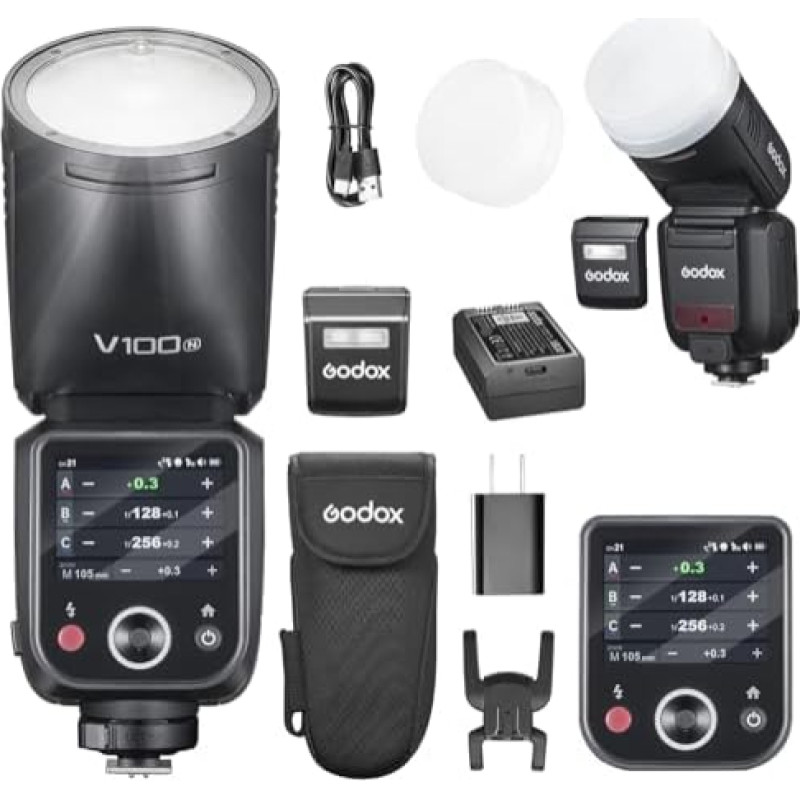 GODOX V100N V100-N 100 W apvali galvutė su jutikliniu ekranu, skirta 