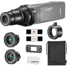 Godox AK-R21 Speedlite projektoriaus blykstė Split Focalize Conical Snoot optinis kondensatorius su adapteriu AK-R25 Fresnelio galvutei + AK-R24 50 mm objektyvas + AK-R26 83 mm objektyvo rinkinys