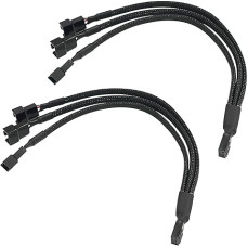 starfa lab PWM 4 poliger Lüfterverteiler 1 auf 3, Lüfterstrom-Verlängerungskabel für Motherboard-CPU, mit geflochtener Hülle, 2 Stück