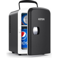 AstroAI Mini Fridge, 4 Liter/6 Can AC/DC Portable Thermoelectric Cooler Refrigerators for Skincare, Beverage, Food, Home, Office and Car, ETL Listed (Black)