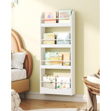 CHOEZON Children's Room Furniture, 4-Tier Wall Shelf Books for Children, Bookcase, Toy Storage, Children's Shelf, Display Stand for Children's Room, Playroom, White DMCW04WB