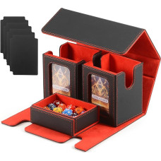 CHEPULA MTG Deck Box with Commander Display, Premium Magic Deck Box with Cube Compartment, 3 in 1 Magnetic Trading Card Box for 200+ Sleeves Cards, 4 Card Separators + 2 Toploader Trading Card Box,