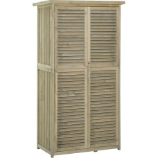 Outsunny Garden Cabinet Wooden Tool Shed with Asphalt Roof Slat Door 4 Compartments Grey 87 x 46.5 x 160 cm