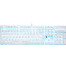 Qisan Wired Mechanical Gaming Keyboard Blue Backlit Brown Switches Full Size 104 Keys US Layout White