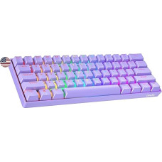 Geeky GK61 60% | Hot Swappable Mechanical Gaming Keyboard | 61 Keys Multi Colour RGB LED Backlight for PC/Mac Gamer| ANSI US American Layout (Lavender, Mechanical Black)