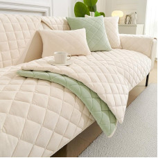 GKXLH skalbiamasis sofos užvalkalas - minkštas pieno vilnos sofos užvalkalas 1 2 3 vietų neslystantis sofos užvalkalas kampinis sofos užvalkalas sekcijai, sofos užvalkalas L formos baldų apsauga (smėlio spalvos, 90 x 240)