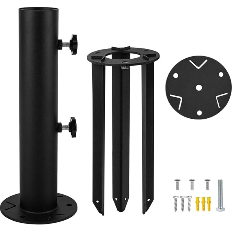 VANROUG Patio skėčių stovas, grindų skėčių laikiklis, žolės skėčių žemės stovas, nuimamas skėčių stovas su 3 spygliais, 