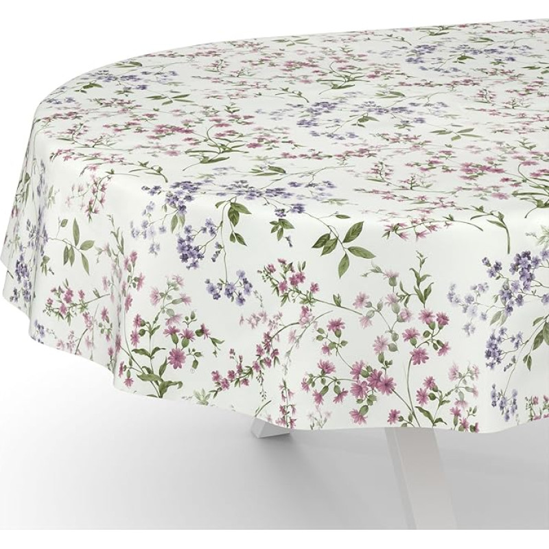 ANRO Aliejinė staltiesė Aliejinė staltiesė Plaunama sodo staltiesė Gėlės Ovalus 240 x 140 cm Nupjautas kraštas