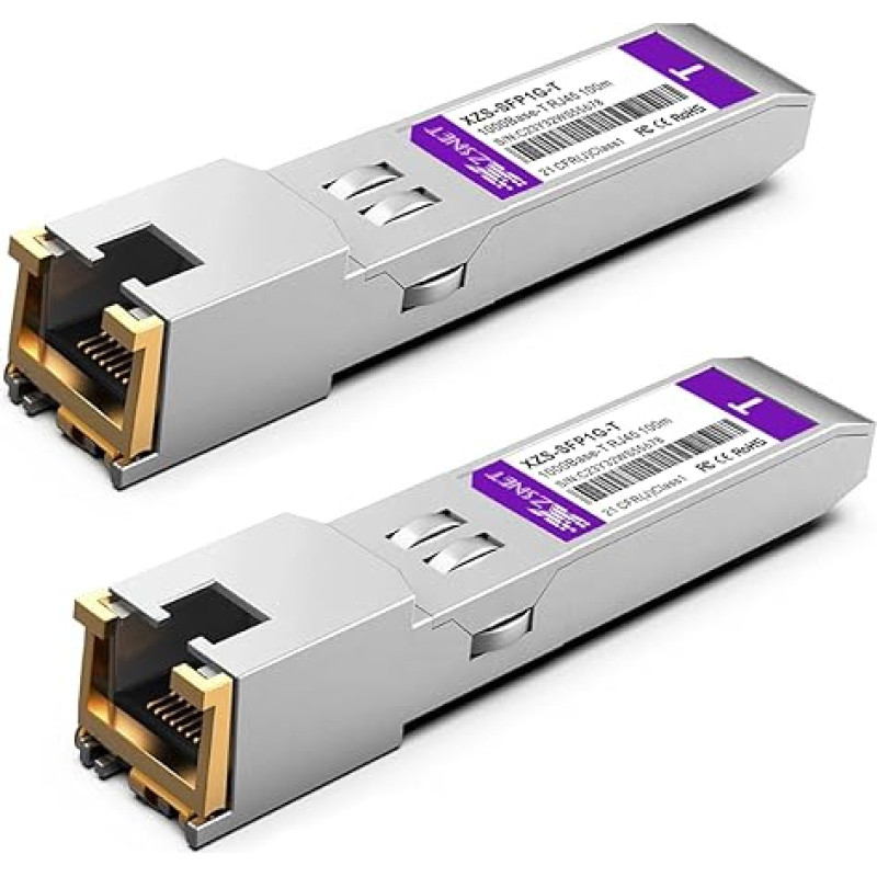 XZSNET 1000BASE-T SFP tranzistorius, 1,25G varinis SFP-RJ45 mini GBIC modulis, skirtas 