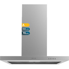 Cecotec Dunstabzugshaube 70 cm T-Form Bolero Flux TM 703500 Inox A. Saugumas 350m3/h, variklis 70W, mechaninis valdymas, 3 Leistungsstufen, Licht und Aktivkohlefilter, Edelstahl