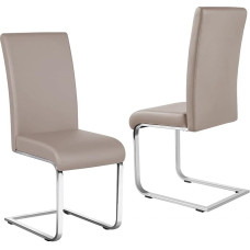 Yaheetech 2 konsolinių valgomojo kėdžių rinkinys, minkštos kėdės, supamosios kėdės, pagamintos iš dirbtinės odos, 135 kg keliamoji galia, šviesiai rudos spalvos, skirtos valgomajam, svetainei