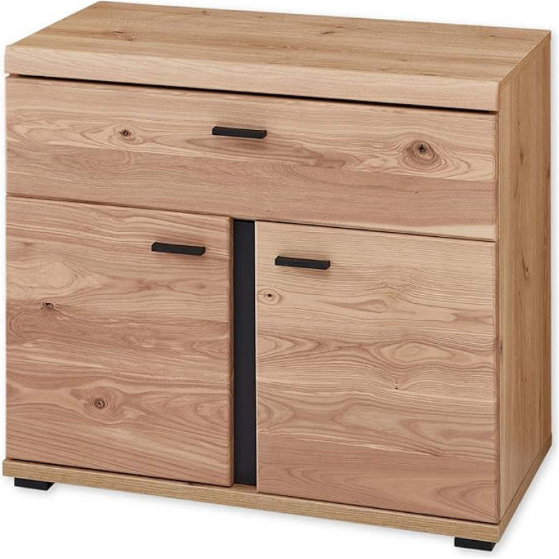 Senojo uosio masyvo senojo amatininko ąžuolo išvaizdos FSC sertifikuota moderni biuro spinta su 2 durimis 77 x 67 x 38 cm (plotis x aukštis x gylis)