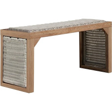 Beneouya 88,9 cm Holz-Eingangsbank, Mitte des Jahrhunderts, moderne Dekoration, gewebte Schuhbank, Holzhocker für Eingangsbereich, Wohnzimmer, Esszimmer, Schlafzimmer und Veranda, Zedernholzfarbe