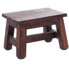 Design Delights Rustic Foot Stool Monte 21 x 30 x 20 cm (HxWxD), Mahogany Recycled Wood, Wooden Stool