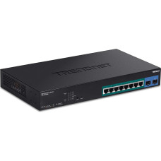 TRENDnet TPE-1021WS 10 prievadų Gigabit Web Smart PoE+ komutatorius su 8 Gigabit PoE+ prievadais, 2 SFP lizdais, 130 W PoE biudžetas, VLAN, QoS, LACP, IPv4/IPv6 statinis maršrutizavimas