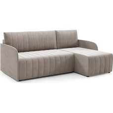 LIKMA Plona kampinė L formos sofa 208 cm smėlio spalvos Modernios sofos ir kušetės - aksominė sofa su miego funkcija - sofa-lova su lovos dėže - gyvenamasis kraštovaizdis su patalynės konteineriu Audinys: Jasmine 22