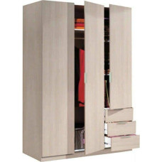 Ąžuolo spalvos, 3 durų spinta su pakabinama lentyna, lentynomis ir stalčiais, 121 x 180 x 52 cm