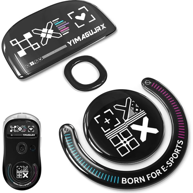 Runjrx Custom Glass Mouse Skates for Logitech G Pro X, itin lengvos, greičiausios ir sklandžios pelės kojelės, greitas paleidimas, tikslus padėties nustatymas, suapvalintos juodos spalvos