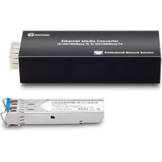 Atroodac 1 x Gigabit Fibre Ethernet Media Converter, Multi-Mode LC Fibre Dual Transceiver Module Included, 850 nm, 550 Metres, 1.25G SFP Slot to RJ45, Compatible with 100/1000BASE-SX