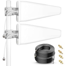 5G/4G LTE lauko antenos signalo stiprintuvas MIMO Log Periodinis 698-3800MHz, 7-12dBi, su 10m kabeliu, SMA/TS9 jungtimi, skirtas 5G 4G maršrutizatoriui