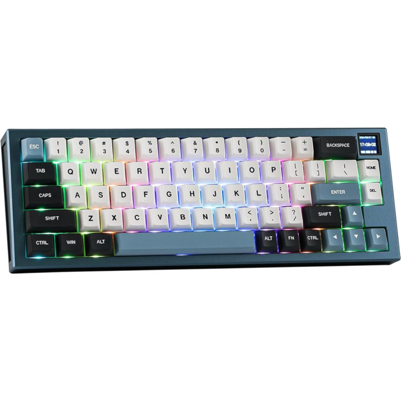 EPOMAKER MS68 VIA belaidė klaviatūra su TFT ekranu. 65 % aliuminio mechaninė žaidimų klaviatūra Bluetooth/2.4Ghz/USB-C, 