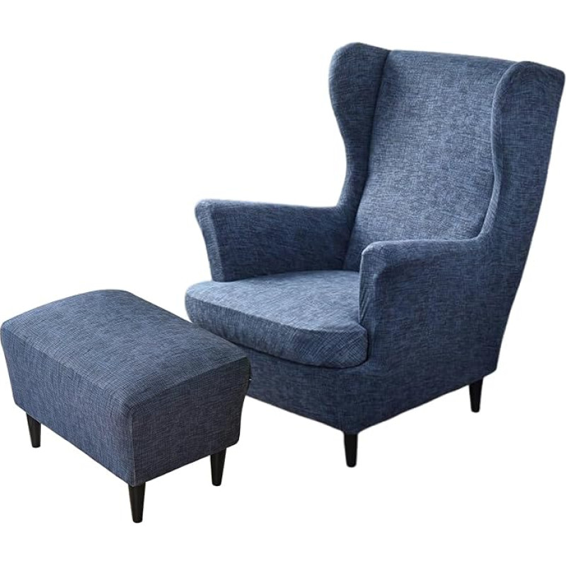 HAOYONG Stretch Wing Chair Cover Set Printed Ottoman Slipcover 2 dalių Wing Back Chair Slipcover ir 1 stačiakampio Storage Stool Cover Removable Armchair Sofa Covers for Living Room