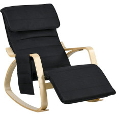 HOMCOM Rocking Chair Relaxing Chair with Adjustable Footrest, Side Pocket and Cushion, Black