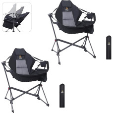 Nice C Camping Chair, Hammock Camping Chair, Rocking Chair, Folding Swing Chair with High Backrest, Stand Drink Holder, Side Pocket, Heavy Duty (Set of 2)