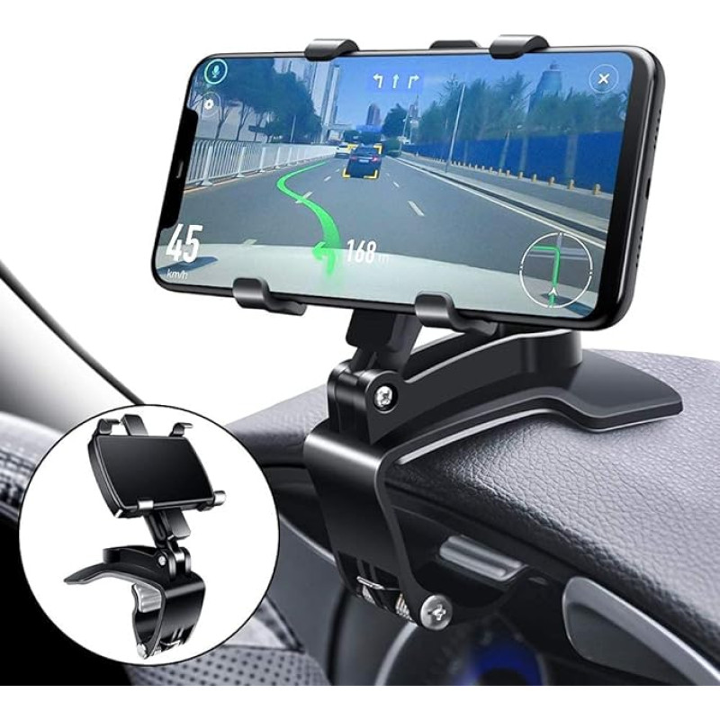 QZCQLLM Car Phone Mount, Rotating Dashboard Clip Phone Holder, 360 Degree Rotating Mobile Clip Stand for 4 to 7 Inch Smartphones