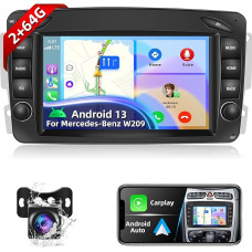 Podofo Car Radio for Mercedes Benz W203 W209 W463 W639 with Wireless Carplay/Android Car 7 Inch 2GB + 64GB Double DIN Radio with Navi/Bluetooth WiFi/GPS/HiFi/RDS/USB/FM/SWC/RCA+AHD Rear View Camera +