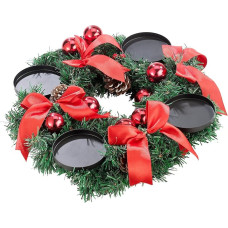 Britesta Advent Wreath without Candles: Advent Wreath with Red Jewellery, Diameter 30 cm (Advent Arrangement without Candle, Christmas Decoration Wreaths, Red Advent Wreaths)