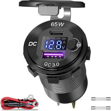 USB Socket with Switch, Car Charger Socket QC 3.0