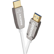 celexon HDMI UHD Active 48Gbps Optical Fibre - 10m - White - Optical HDMI Signal Transmission - eARC - VRR - ALLM