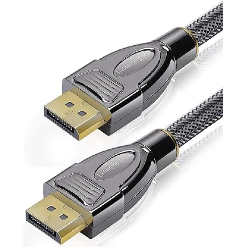 PremiumTech Europe DisplayPort 2.0 Cable 16K HDR Enabled Cable for Monitors, Projectors, Laptops, Gaming Devices - 77.37Gbps High Speed Data Transfer, Multi-Monitor Support (2m)