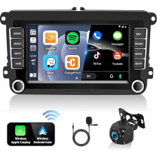 [2G + 64G] Car Radio 2 DIN Android 13 for VW Golf 5 6 Polo T5 Tiguan Passat Caddy Seat Skoda Car Radio 7 Inch Touchscreen with Carplay Android Car GPS HiFi FM/RDS BT Canbus + AHD Reversing Camera &