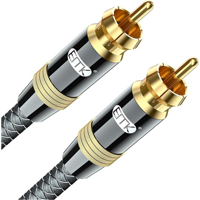 EMK Subwoofer Cable, Digital Coaxial Cable RCA Gold-Plated Connector Audio Cable for Subwoofer, AV Receiver, Amplifier, Home Cinema (Rca to RCA Brown, 8 m)