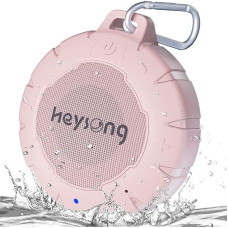 HEYSONG Bluetooth Speaker Waterproof Shower, Mini Wireless Speaker Box, Outdoor Music Box, Stereo Surround Sound, Portable, Hands-Free Function, Compact Soundbox for Kayak, Camping, Pink