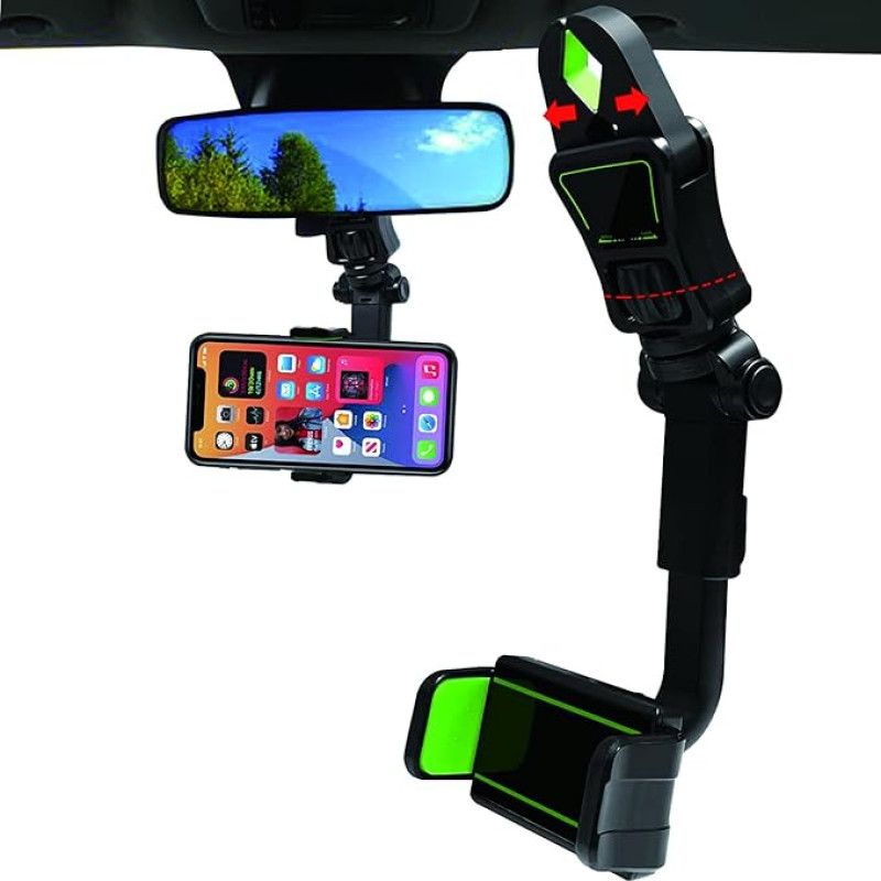 LIUKM Mobile Phone Holder Car Multifunctional Rear View Mirror Phone Holder, Universal 360 Degree Rotating Mobile Phone Holder, Adjustable Rear View Mirror Mobile Phone Holder for Car Holder, Mobile