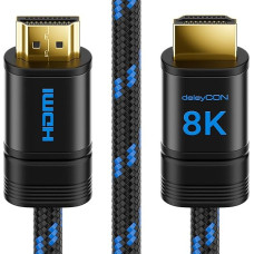 deleyCON 4 m 8K HDMI 2.1 Cable (48G, Ultra High Speed) 8K @ 60Hz 4K @ 120Hz 2K@144Hz/165Hz EARC HDCP 2.3/2.2 - Compatible with DTS:X Dynamic HDR Dolby Atmos TV PS5 Xbox Soundbar Monitor