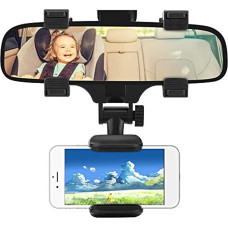 Mobile Phone Holder Rear View Mirror Car Rear View Mirror Holder for Smartphone, Car Mobile Phone Holder Mirror Holder Stand, Universal Mobile Phone Holder for Smartphones Rear View Mirror Clip Holder