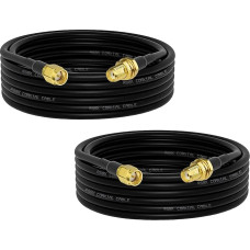 Superbat 2x WLAN Antenna Extension Cable 3 m / SMA Male to SMA Female / Bulkhead Connection, Low-Loss RG8X Coaxial Cable for SDR 3G/4G/5G/ADS-B/Ham/GPS/WiFi/RF Radio Antennas