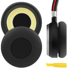 Geekria QuickFit Protein Leather Replacement Ear Pads for Jabra Evolve 65 MS, 65 UC, 65, Evolve 40 UC/MS, 40, Evolve 30 II UC, 20 SE UC Headphones Ear Pads, Ear Cups (Black)