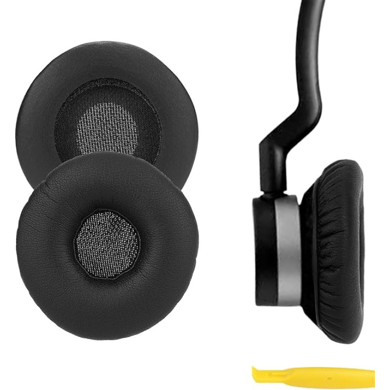 Geekria QuickFit Replacement Ear Pads for Jabra Biz 1100, Biz 1500, Biz 1900, Biz 2300, Biz 2400, Biz 2400 II Headphones, Ear Pads, Headset Ear Pads, Ear Pads, Ear Pads, Repair Parts (Black)