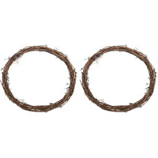 PATIKIL 12 Inch Rattan Wreath, 2 Pieces 1.18 Inch Wire OD Christmas Round Natural Vine Branch Wreath Garland Flower Ring Hoop for Door and Window Decorations, Brown