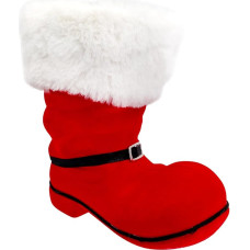 Idena 30537-Nikolausstiefel ca, rot beflockter Weihnachtsstiefel mit Schnalle und Fellbesatz, als Weihnachtsdekoration oder Geschenkverpackung, 18,5 x 13 x 20 cm