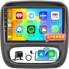 Android 13 Car Radio for Opel Vivaro B/Renault Trafic/Fiat Talento/Nissan NV300 Radio with Wireless Carplay Android Car Bluetooth Navigation WiFi 9 Inch Screen 2 + 64 GB with USB SWC Reversing Camera