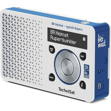 TechniSat Digitradio 1 BR Heimat-Edition portables DAB Radio (klein, tragbar, mit Lautsprecher, DAB+, UKW, Favoritenspeicher, Direktwahltaste zu BR Heimat) weiß/blau