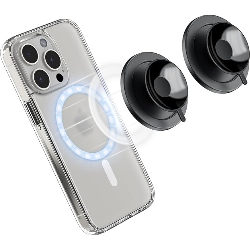 Silicone Suction Cup Mobile Phone Case, MagSafe Holder for iPhone 15, 14, 13, 12, Magnetic Mobile Phone Suction Cup, Hands-Free Mobile Phone Holder for Mirror, Glass, TikTok Creator, Videos, Gym (2