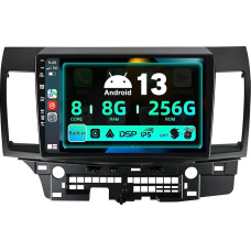 SXAUTO ¦8G+256G¦ Android 12 IPS Car Radio for Mitsubishi Lancer (2010-2016) - Built-in Carplay/Android Car/DSP - LED Camera + MIC - DAB Steering Wheel Control Fast Boot 360-CAM WiFi BT - 10.1 DIN 9