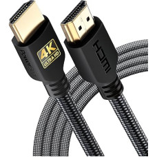 PowerBear 4K HDMI Cable 3 m Pack of 2 | 18Gbps High Speed HDMI Cable, Braided Nylon and Gold Plug, 4K @ 60Hz, Ultra HD, 2K, 1080P, ARC and CL3 Certified | for Laptop, Monitor, PS5, PS4